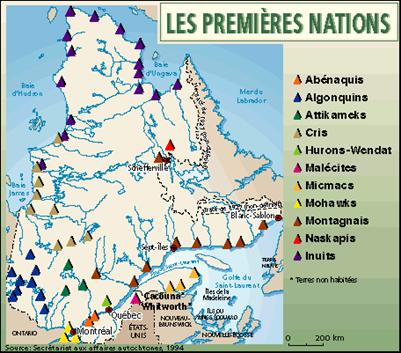 Carte des premières nations